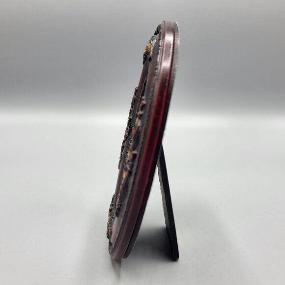 Vtg Oval Ornate Red & Gold Picture Frame Victorian Woman Portrait Resin Taiwan - Picture 4 of 7